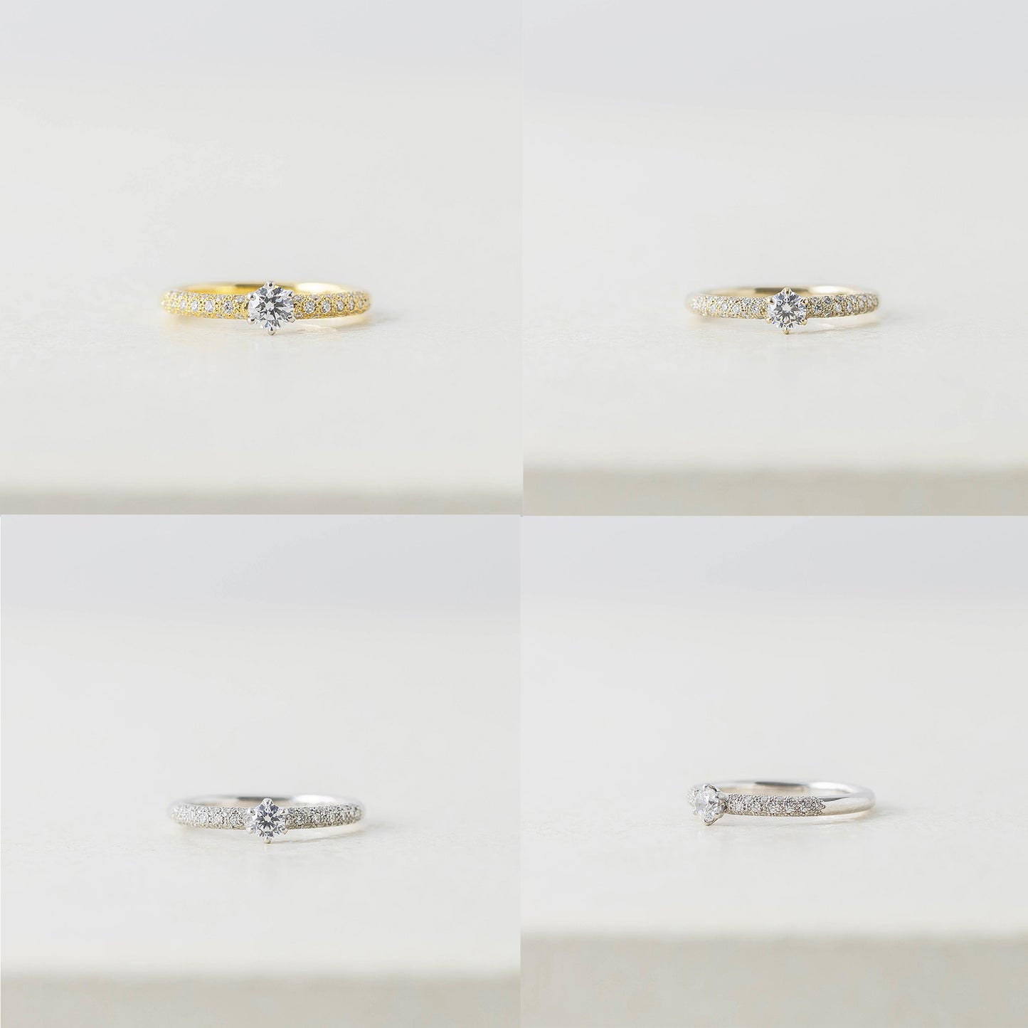 京都と大阪のオーダーメイド結婚指輪、アトリエタマリ。一粒ダイヤの婚約指輪、パヴェエンゲージリング。