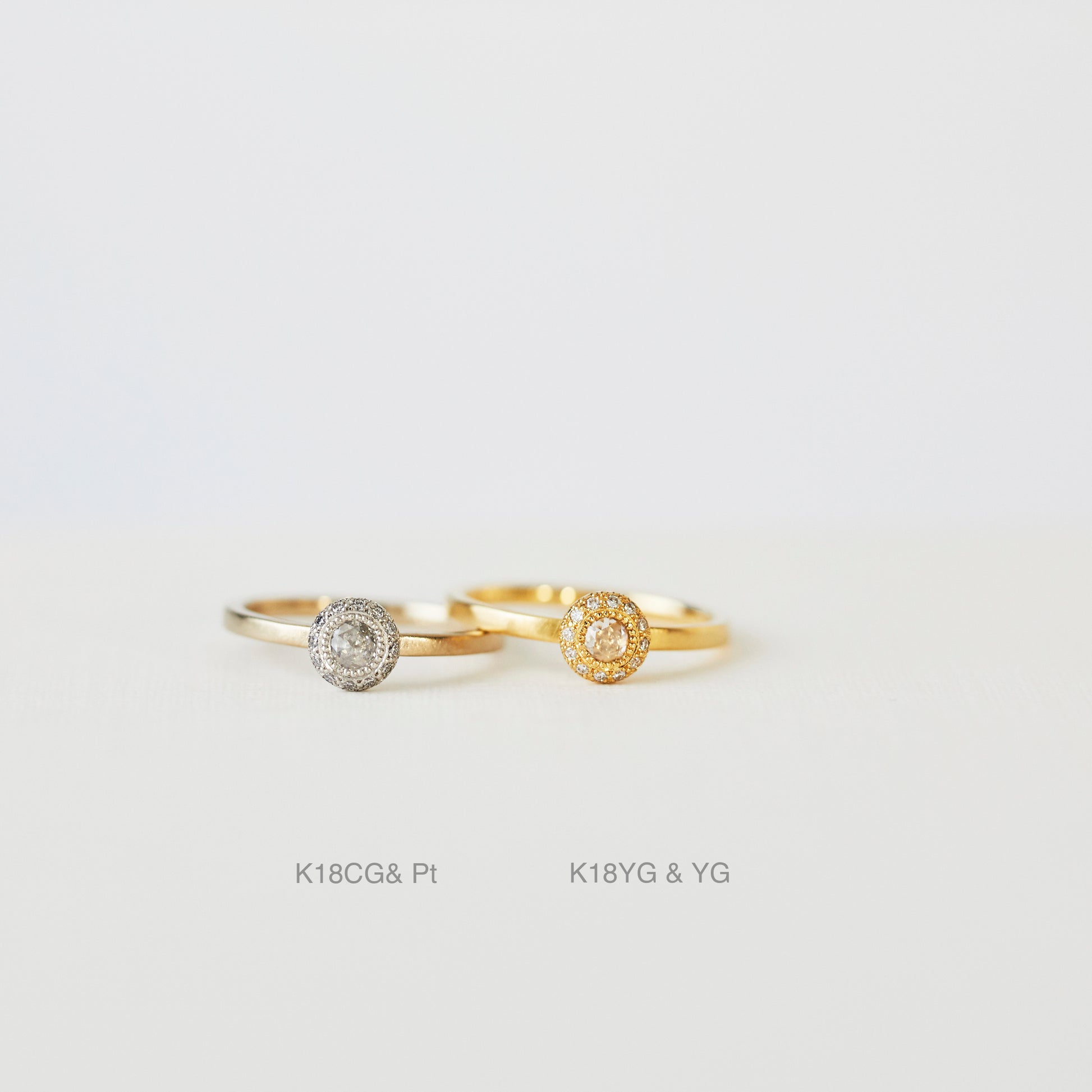 アトリエタマリの婚約指輪「ブートニア」K18CG K18YG