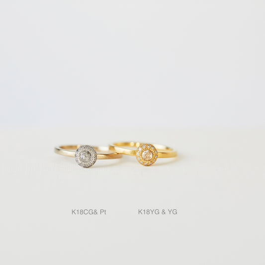 アトリエタマリの婚約指輪「ブートニア」K18CG K18YG