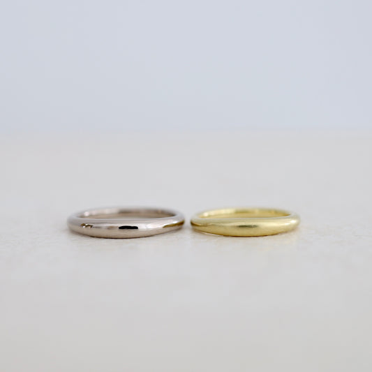 K18シャンパンゴールドとK18ライムゴールドのマリッジリング（結婚指輪）ブラシ仕上げ　