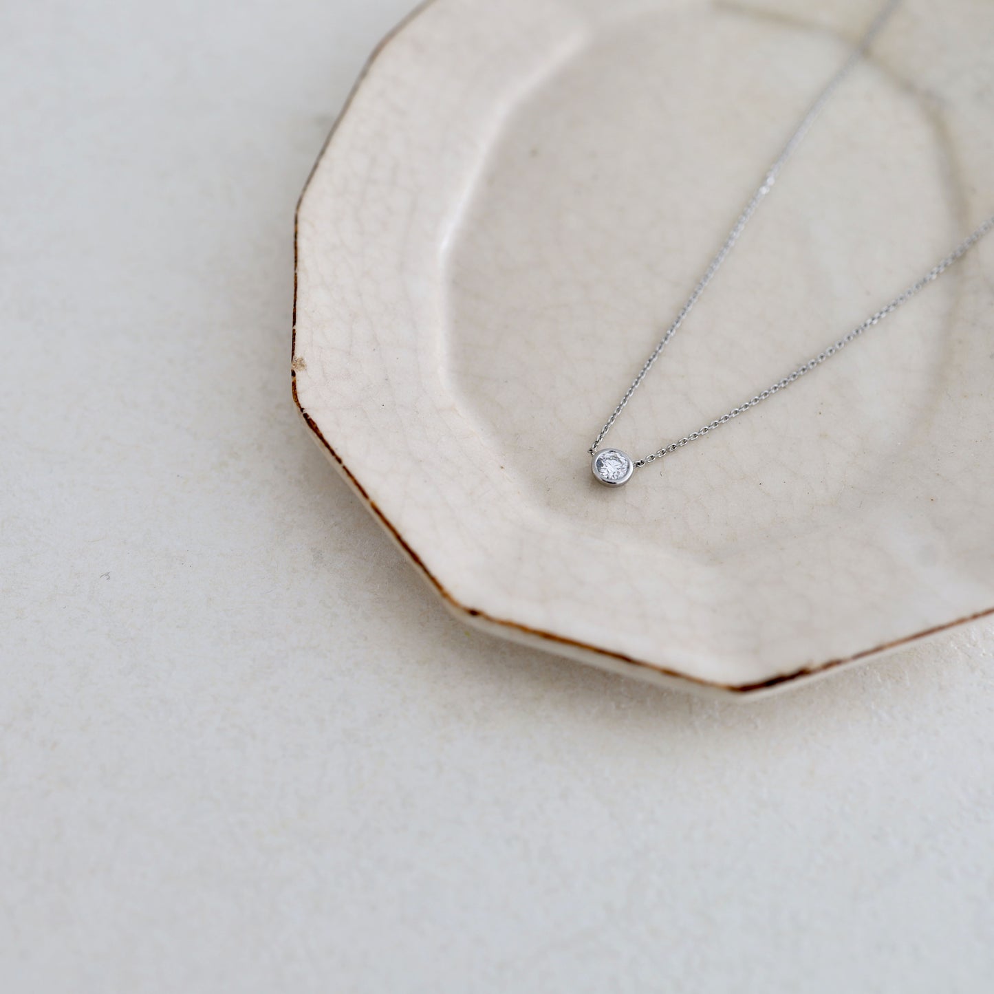 大阪心斎橋・京都オーダーメイドリング アトリエタマリのシンプルなプラチナのダイヤネックレス