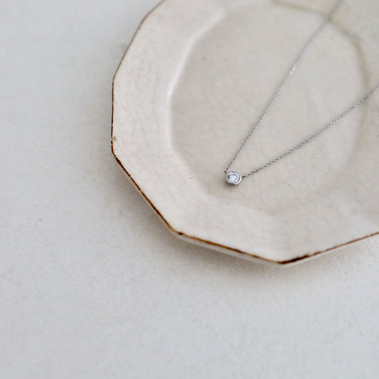 大阪心斎橋・京都オーダーメイドリング アトリエタマリのシンプルなプラチナのダイヤネックレス